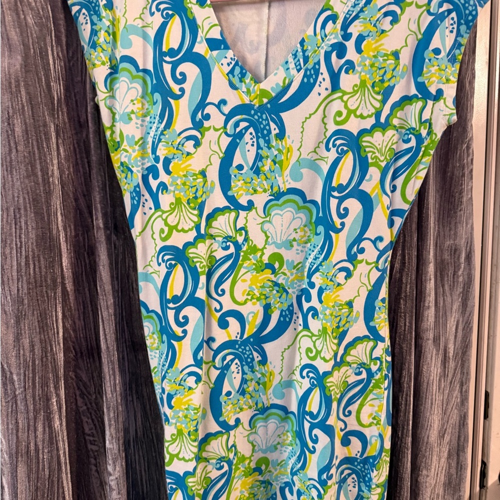 Lilly Pulitzer Blue and Green Scallop Dress